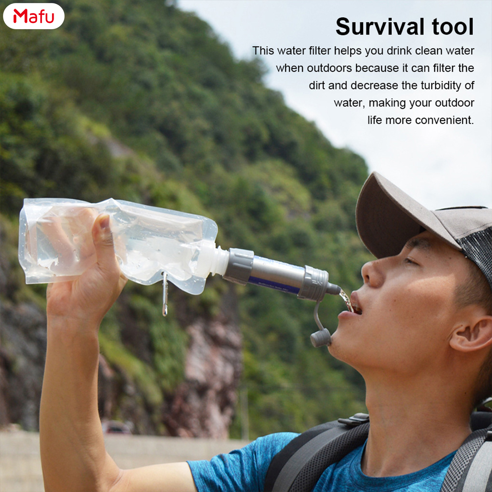Ma lọc nước khẩn cấp hệ thống đa năng Backpacking Survival Thiết bị lọc chuẩn bị ứng phó khẩn cấp cho ngoài trời