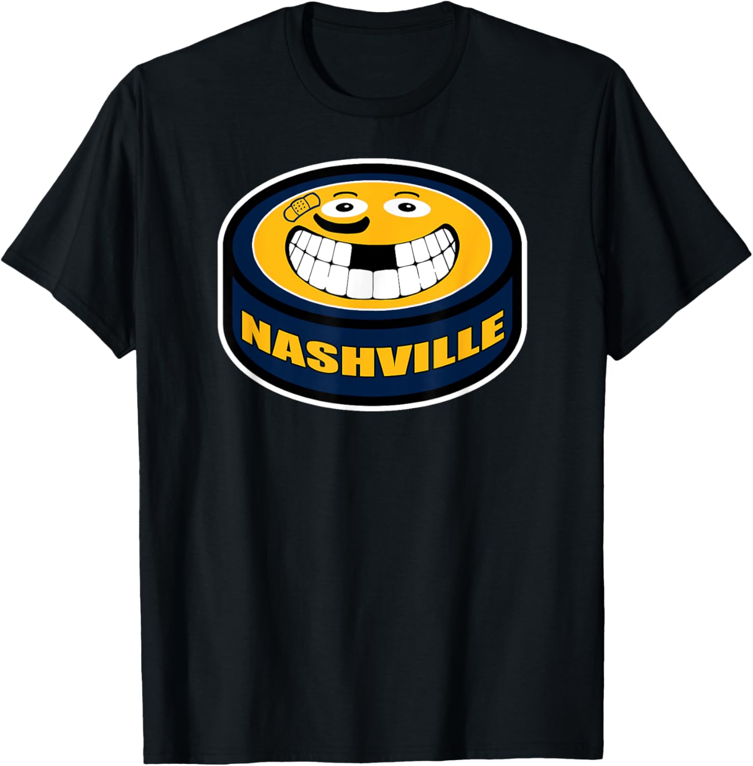 Mens Cotton Tshirt Hockey Nashville Tn Funny Adult Puck Smile Face Gift Tshirt Fast Shipping 4Xl 5Xl 6Xl