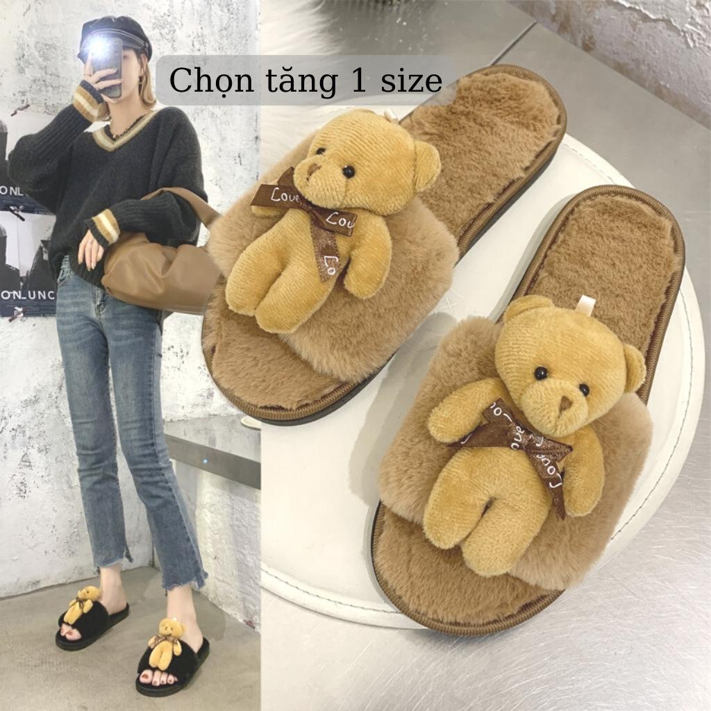 Dép bông hình gấu Teddy 3D siêu xinh, dép đi trong nhà hình gấu 3D chọn tăng 1 size