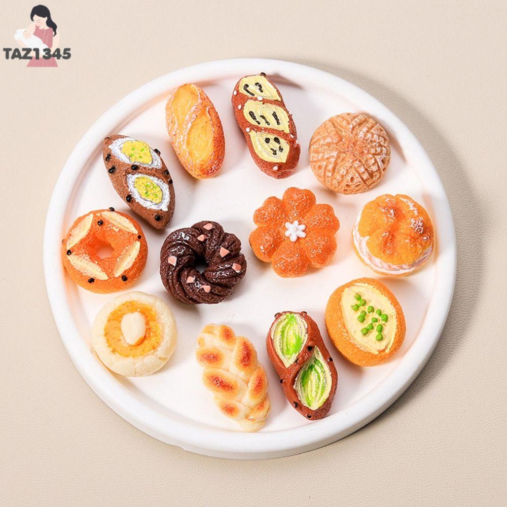 TAZ1345 10Pcs/Lot Mô phỏng Bánh Mì kem tự làm mô phỏng Nhựa Tự Làm Thủ Công Tượng nhỏ Bánh Donut tráng miệng sô cô la Đáng yêu Đồ trang sức thủ công Khuôn bánh mì mô phỏng 3D Trang trí tự làm