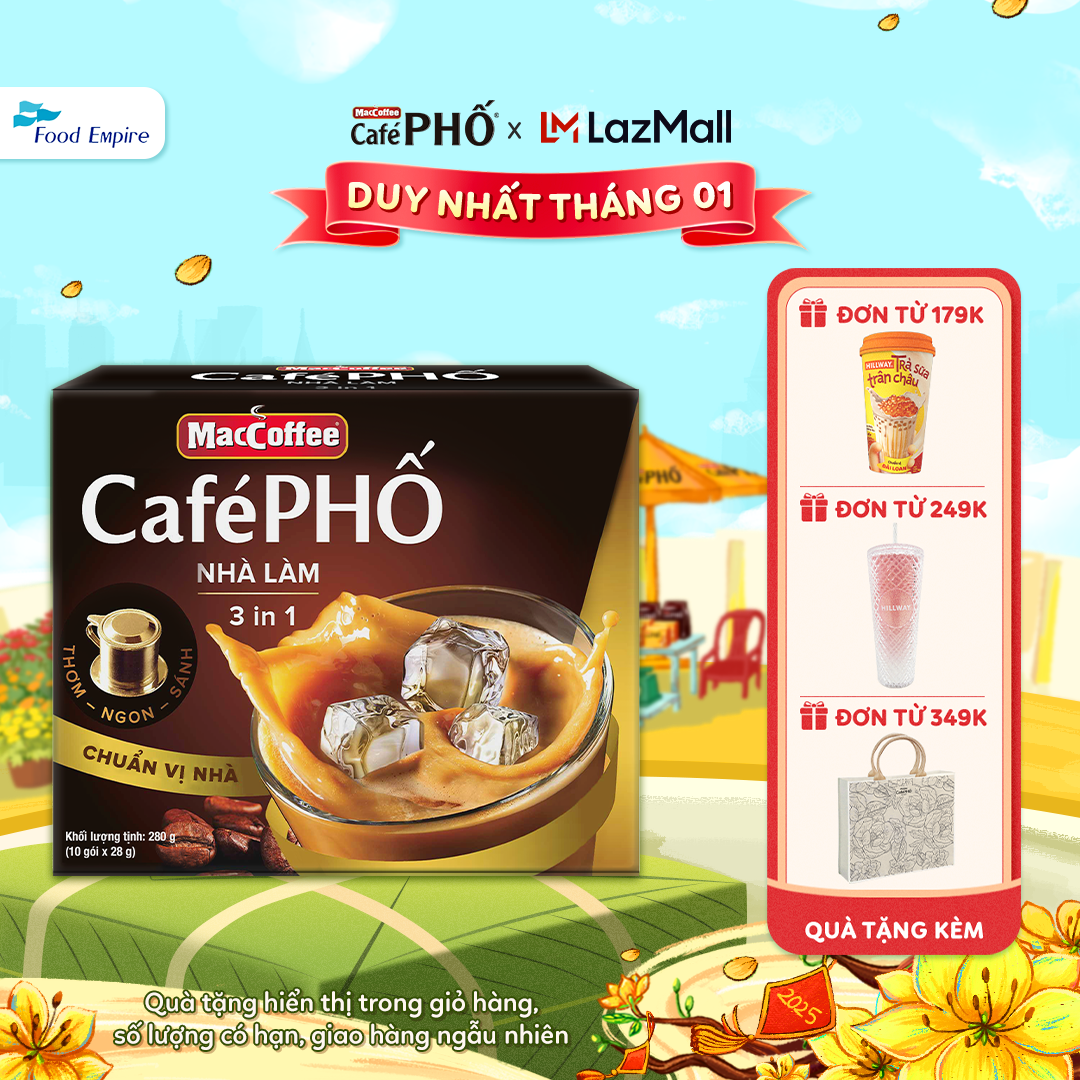 Cà phê Phố Nhà làm - MacCoffee (hộp 10 gói x 28g)