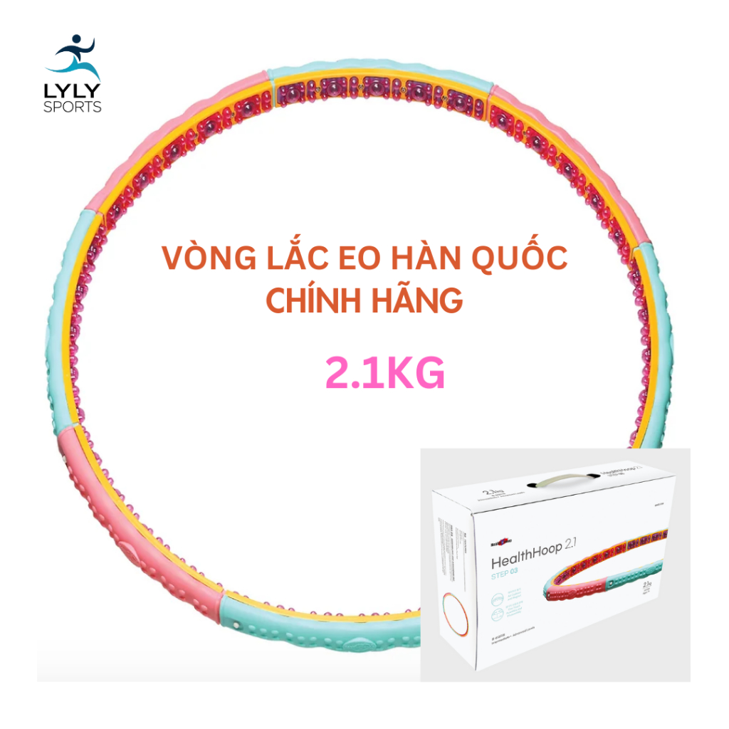 Vòng lắc eo hulahoop Hàn Quốc, vòng lắc massage giảm eo 2.1kg chính hãng Healthhoop nhập khẩu Hàn Quốc