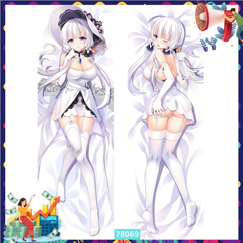 60x180cm nữ Dakimakura cơ thể gối trường hợp Azur Lane Anime Comic Thiết kế hai mặt in toàn thân gối