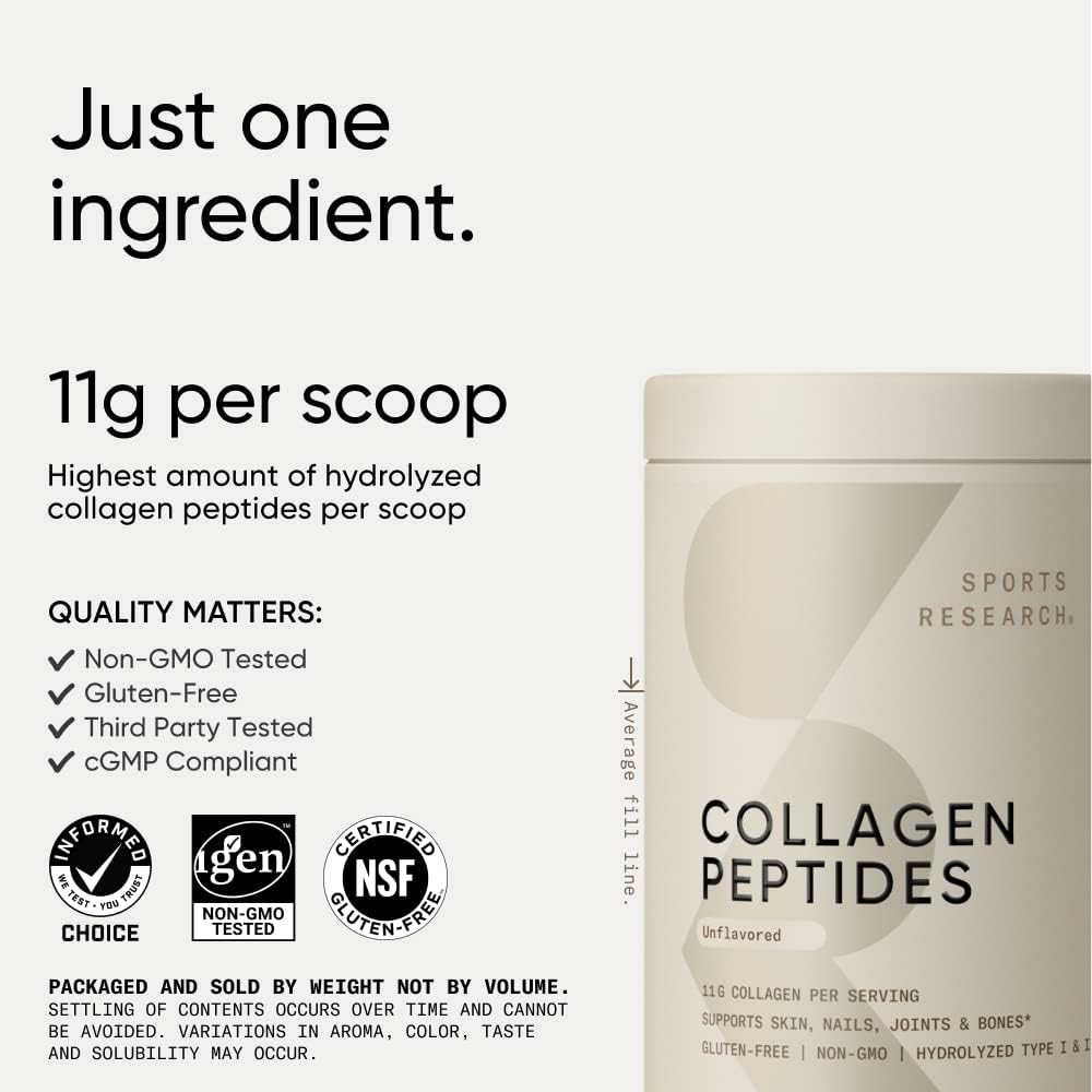 Bột Collagen thuỷ phân Collagen Peptides Sports Research [Hàng Mỹ]  - SẢN PHẨM ĐƯỢC YÊU THÍCH TRÊN T