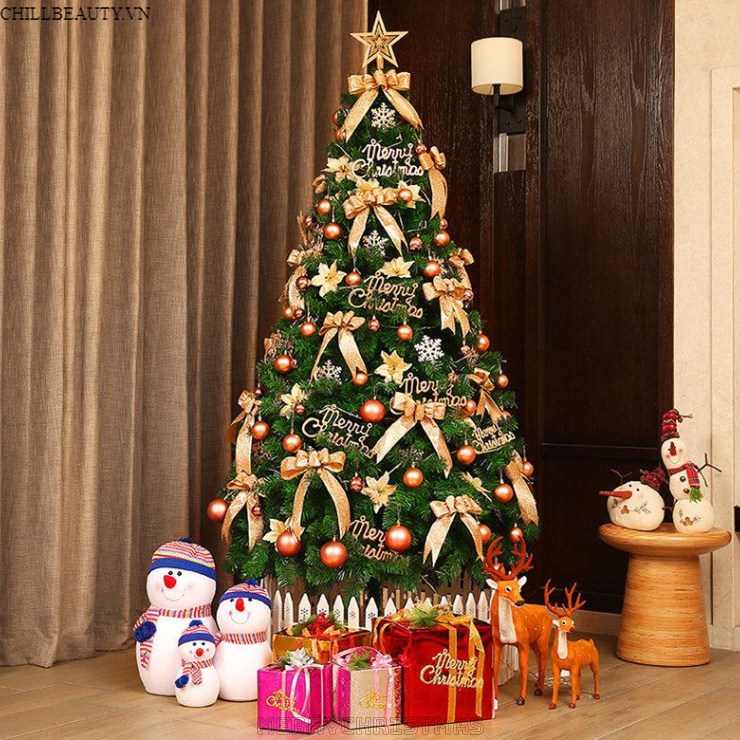 Cây thông noel trang trí giáng sinh tán dày full phụ kiện - cây thông 1m5 1m8 2m1 loại đẹp chất lượng cao