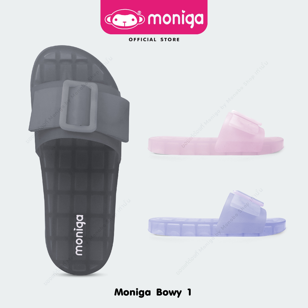 MONIGA รุ่น BOWY 1 รองเท้าแตะแบบสวม หน้าเรียบ สีพาสเทล ประดับโบว์น่ารัก เหมาะกับเทศกาล ราคา 199 บาท*ส่งฟรี