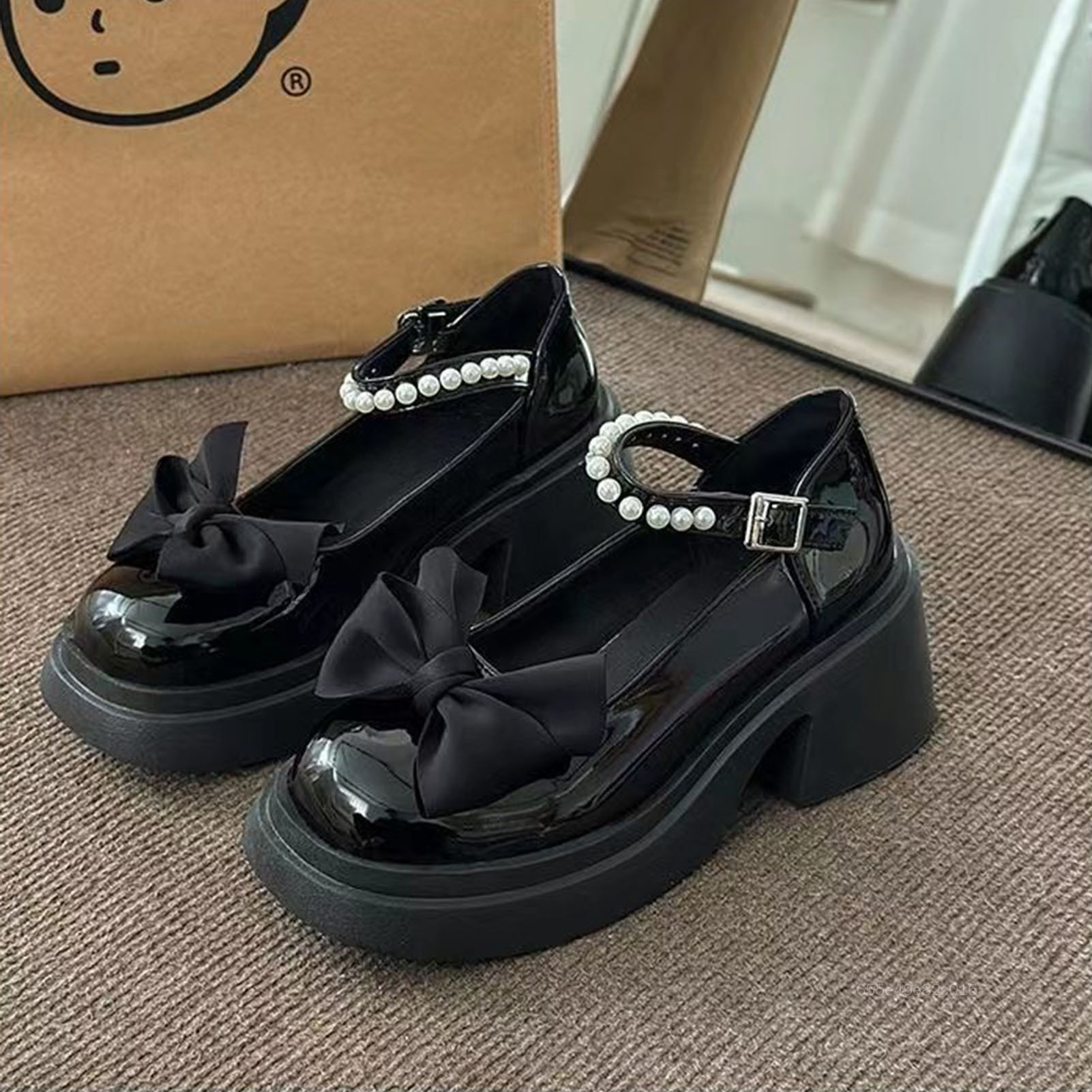 Women's Leather Oxford Shoe Platform Mid-Heel Round Toe Vintage Oxford Shoes for Girls Ladies Women High Quality Durable GU-MY