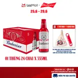 Thùng 24 Chai Aluminum Bia Budweiser Chính Hãng (355ml/ chai)