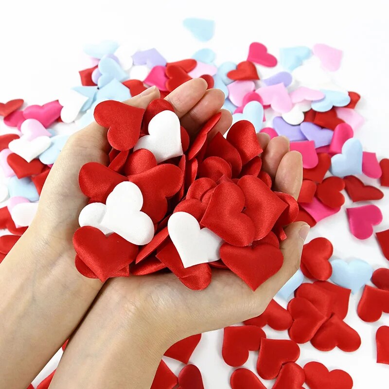 200/500Pcs bọt biển vải satin nhân tạo cánh hoa hình trái tim tình yêu cho ngày Valentine tiệc cưới Confetti bảng giường trang trí