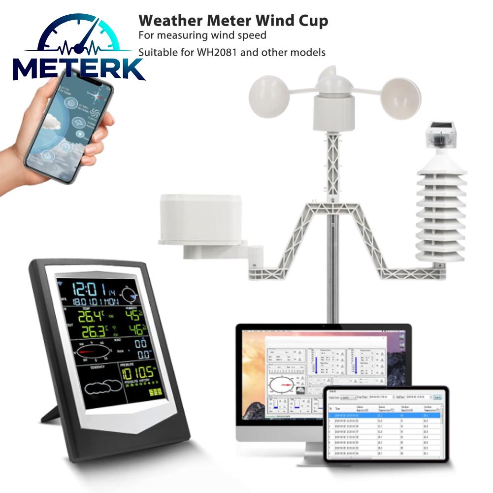Phụ tùng phụ kiện ô tô xe máy Meterk - Cốc đo gió ERYUE Cốc cảm biến tốc độ gió bền cho máy đo thời tiết WH2081 Đầu nối RJ11 3 cốc để đo chính xác Các nhà khí tượng học Giá 597,000 Đồng*Miễn phí vận chuyển