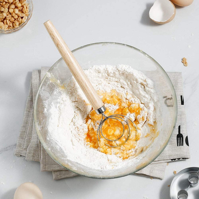 Danish Dough Whisk Bread Mixer,3 Pcs Stainless Steel Dutch Whisk for Cake Dessert Bread Pizza Pastry Kitchen Baking Tool