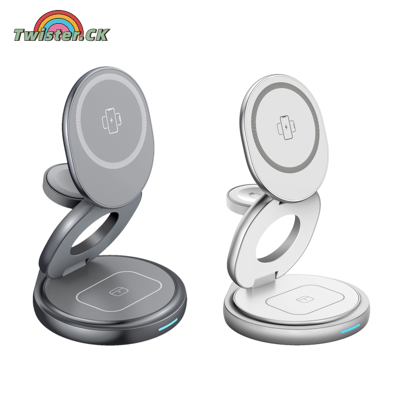 3 In 1 Wireless Charging Station Multiple Devices Wireless Charging Stand With Charging Cable Folding Magnetic Aluminium Alloy Wireless Charger For Smart Watch Earphones Cell Phones ราคา 1,278 บาท*ส่งฟรี