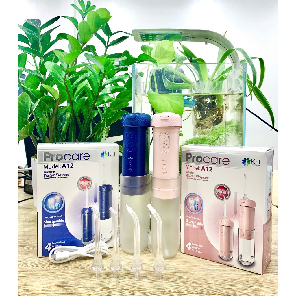 [Bảo hành 12 tháng cty]  Máy tăm nước du lịch Procare A12 - 2 màu xanh hồng Procare Khánh Huyền