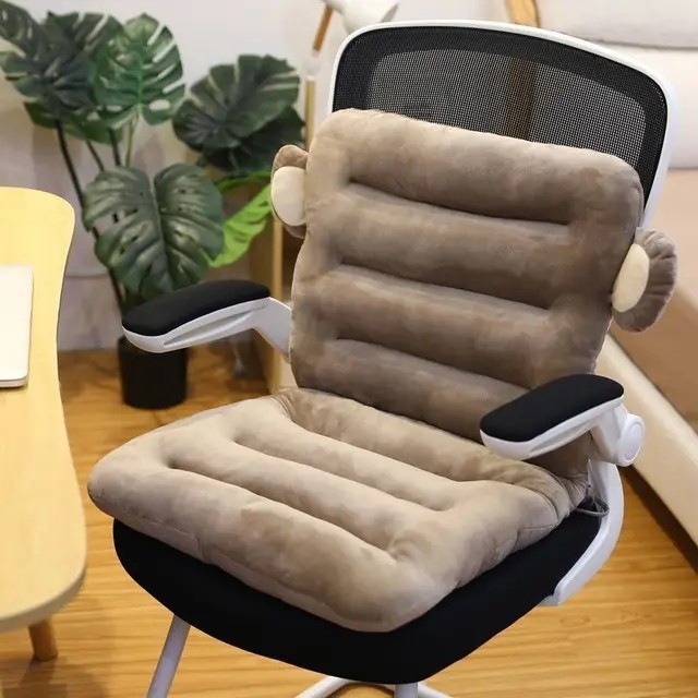 Thickened Chair Cushion Integrated Back Support Pillow One-Piece Seat Pad Home Office Tatami Backrest Cushion