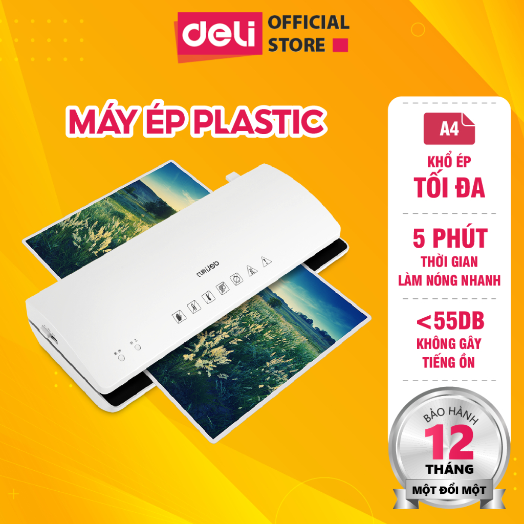 Máy Ép Plastic Khổ A4 DELI, Máy Ép Nhiệt Độ Cao Cấp, Làm Nóng Nhanh, Được Trang Bị Nút Thu Hồi Chống Kẹt, Hiệu Suất Cán Màng Ép Tài Liệu, Ảnh, Poster Chất Lượng Cao, Phù Hợp Với Mọi Yêu Cầu Ép Plastic Chuyên Nghiệp