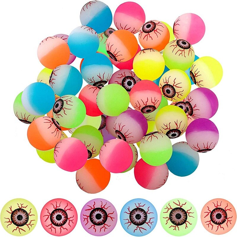 12pcs Bouncing Balls Halloween Eyeball Plastic Eyes Toy DIY Craft for