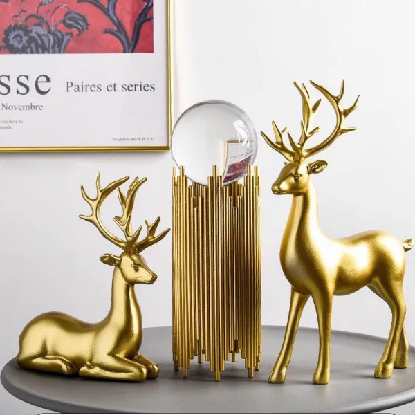 Cặp tượng hươu Decor, Trang trí nghệ thuật, Trang trí phòng khách