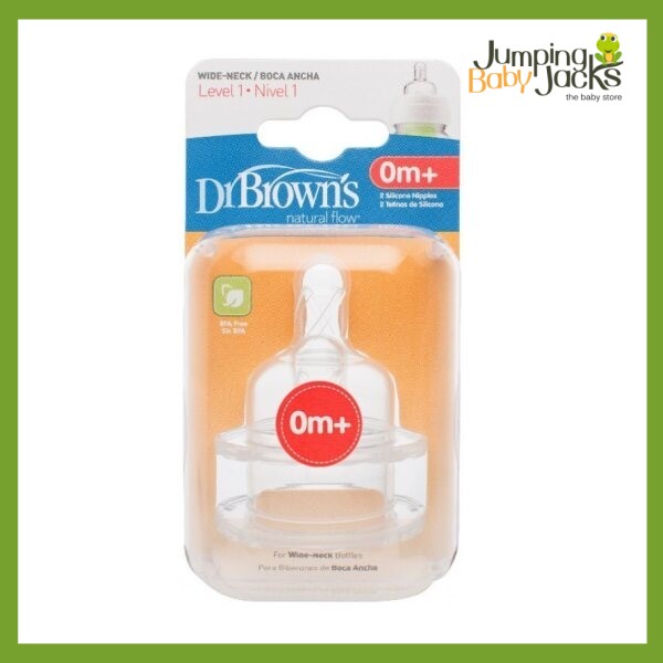 Dr Browns Natural Flow Wide Neck Teats (Level 1) Twin Pack