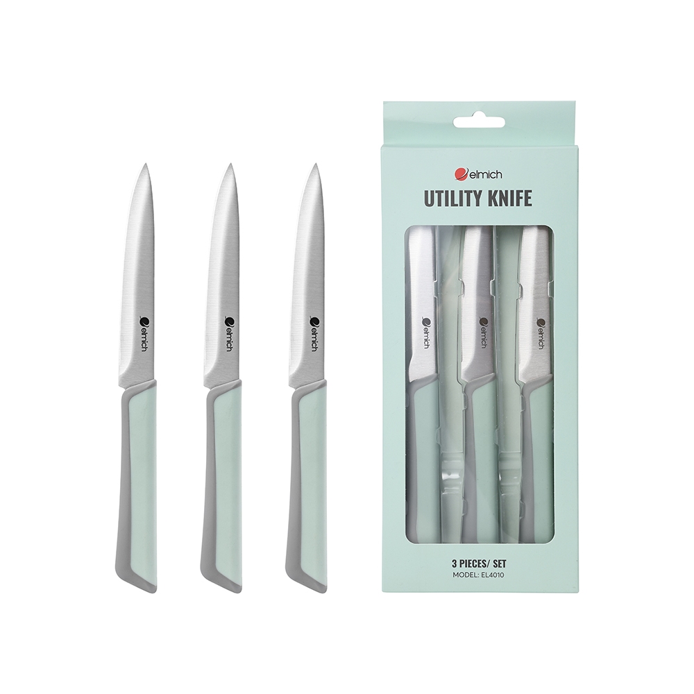 Bộ 3 Dao Tiện Dụng Elmich EL4010, Hàng Chính Hãng, Lưỡi Dao Thép Không Gỉ 5Cr15, Liền Khối - Joymall