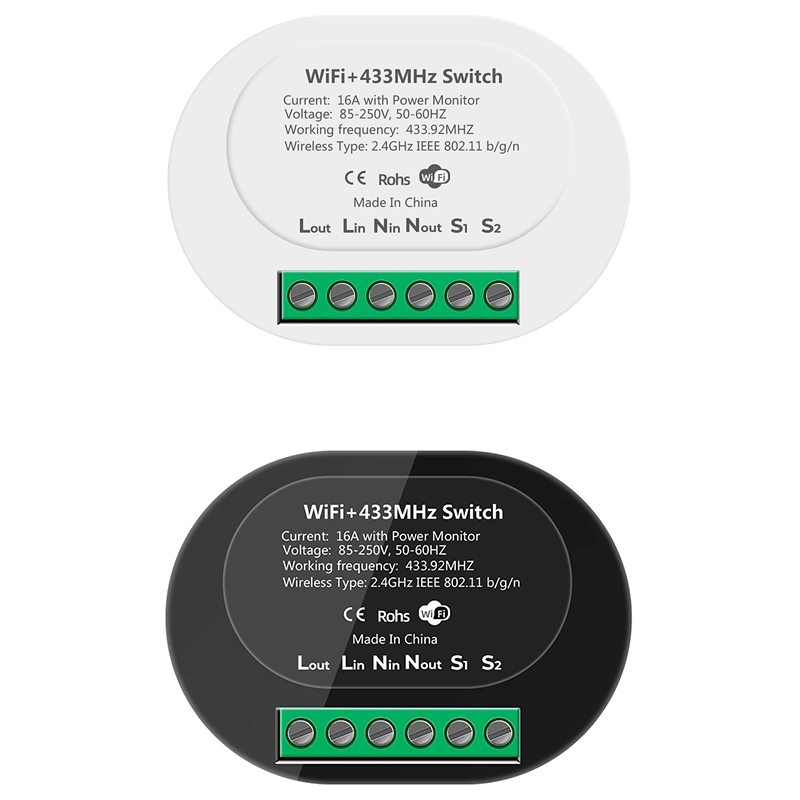 RF433 WiFi Smart Switch Tuya 16A Light Switch Mini Home Breaker Relay with Power Monitor Smart Life 