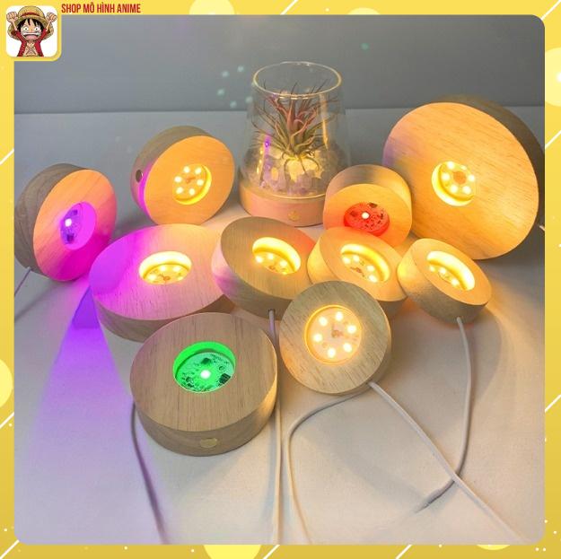 Đế chân đèn led bằng gỗ, đế giắc cắm usb, trưng bày đồ thủy tinh, pha lê hoặc quả cầu pha lê