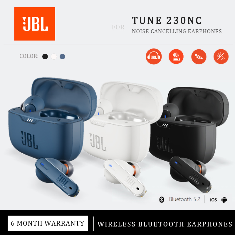 Zweicx Ban Đầu Điều Chỉnh JBL 230NC TWS tai nghe bluetooth Bass Với Microphone Tai Nghe Cho IOS/Android Không Thấm Nước Thể Thao tai nghe nhét tai không dây JBL Earbuds Bluetooth T230 Chơi Game Earbuds Đúng tai nghe không dây Miễn Phí 2