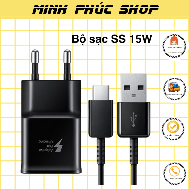 Bộ sạc nhanh samsung 15w,bộ sạc nhanh samsung 15w chân type c và micro dùng cho các dòng máy - minh phúc shop