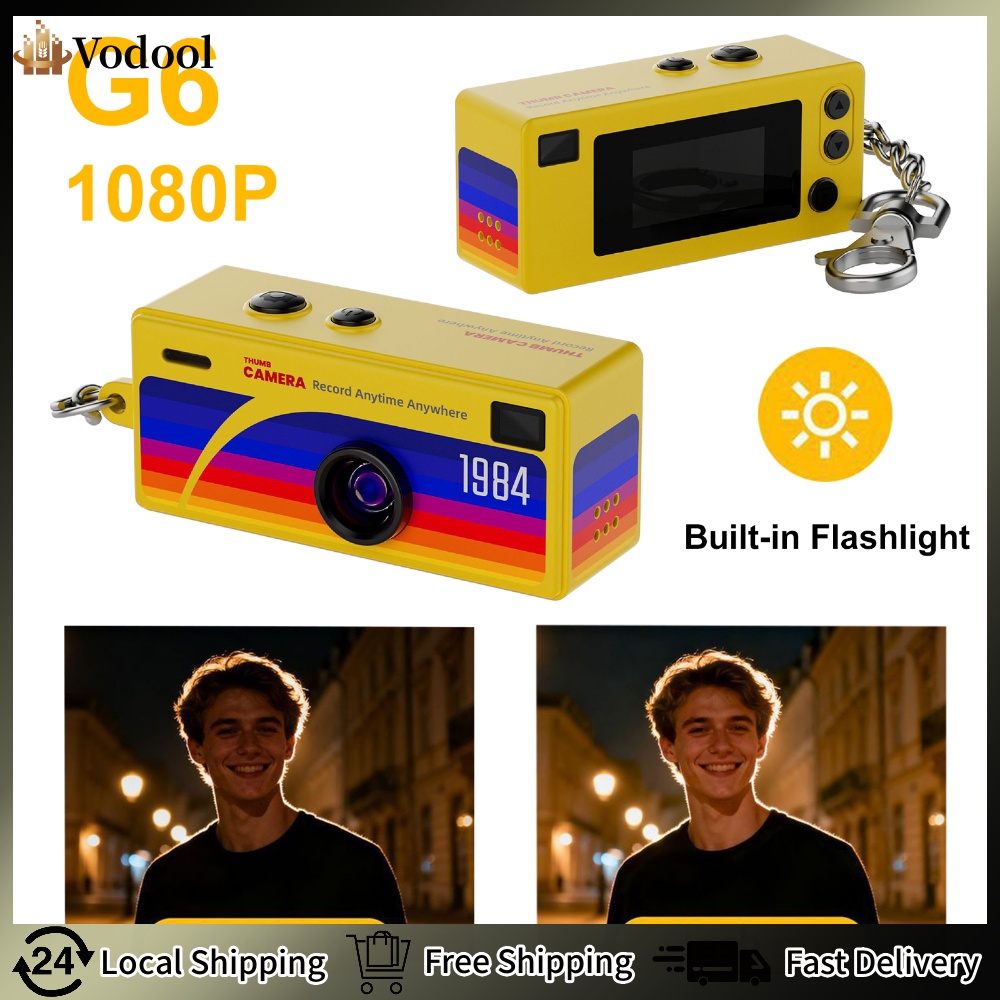 【Votool】กล้องพวงกุญแจนิ้วหัวแม่มือ 1080P พร้อมหน้าจอTFT 0.96 นิ้วกล้องวิดีโอขนาดเล็กแบบพกพาType-Cชาร์จกล้องเลนส์มุมกว้างสำหรับการบันทึกVlog ราคา 434 บาท*ส่งฟรี