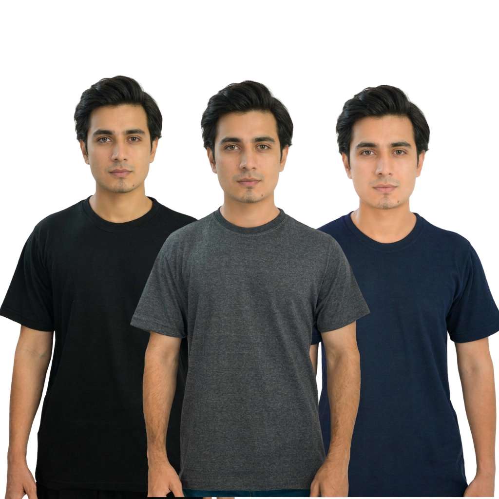 Pack Of 3 T-Shirt For Men - Premium Cotton Half Sleeves T-Shirt For Boys - Casual Unisex T-Shirt - Plain T-Shirt For Mens - Round-Neck T-Shirt - Summer T-Shirt For Boys - Gym T-Shirt For Workout - Sport T-Shirt For Unisex - FitnessT-Shirt For Boys