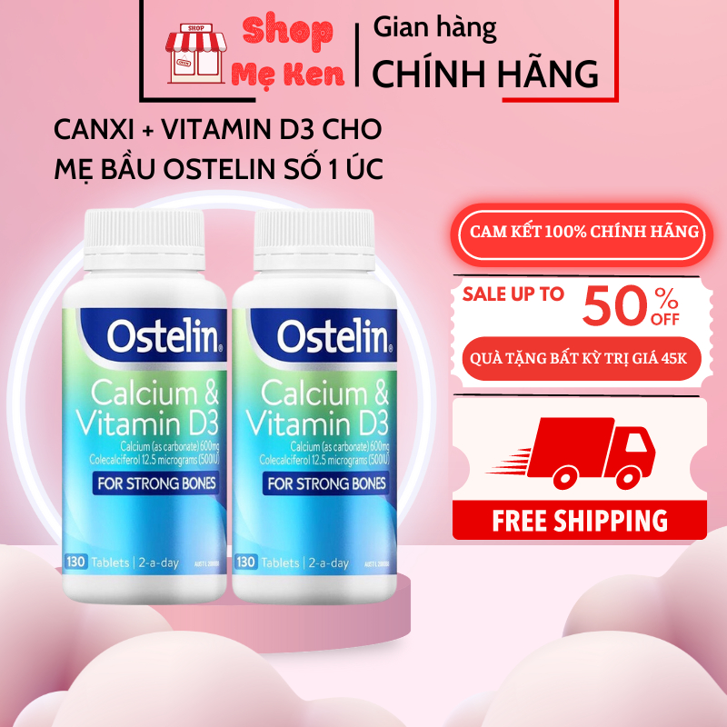 Canxi bầu Ostelin 130 viên Úc, Calcium và vitamin D3cho mẹ bầu ostelin Úc chính hãng