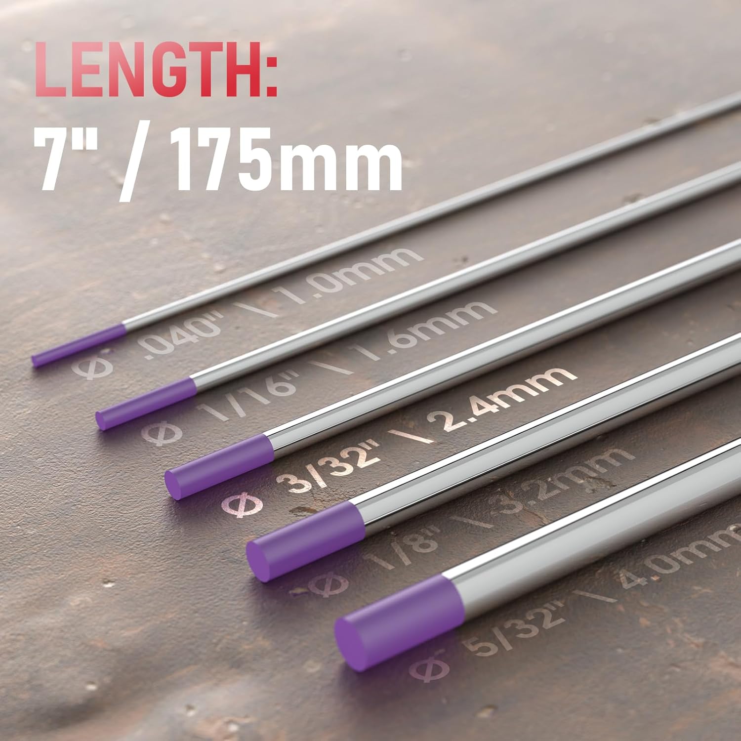 10-Pack Zirconiated Tungsten Electrodes – 1.6mm X 150mm WZ8 White Tip For AC TIG Welding Aluminum & Alloys