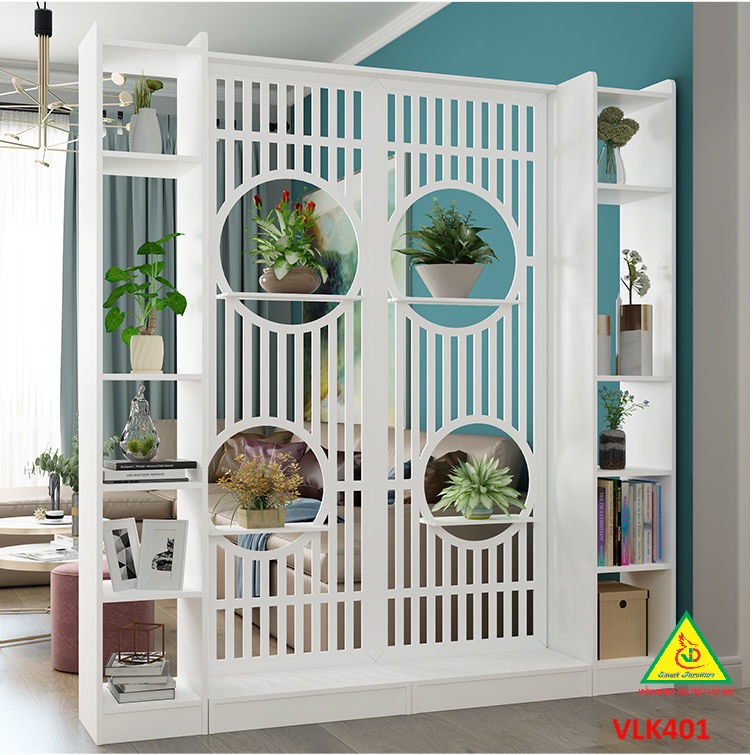Vách ngăn liền kệ, vách ngăn phòng khách nhà bếp gỗ MDF VLK401 - NỘI THẤT LẮP RÁP VIENDONGADV