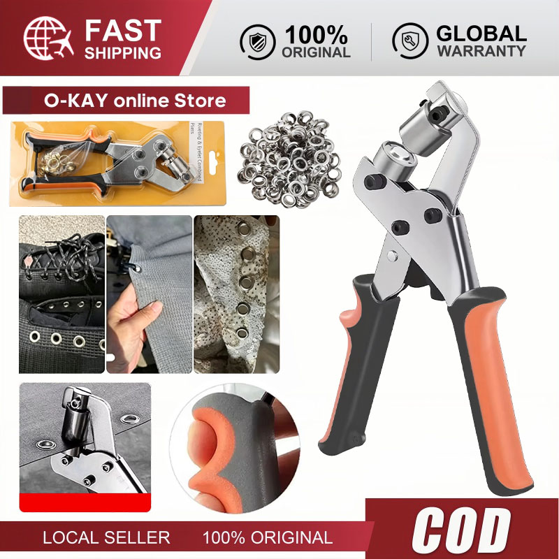 Bộ Kìm Bấm Khoen 10mm Dùng Bạt Quảng Cáo Túi Giấy Kèm 20 Chiếc Khoen Ô Rê Mắt Cáo
