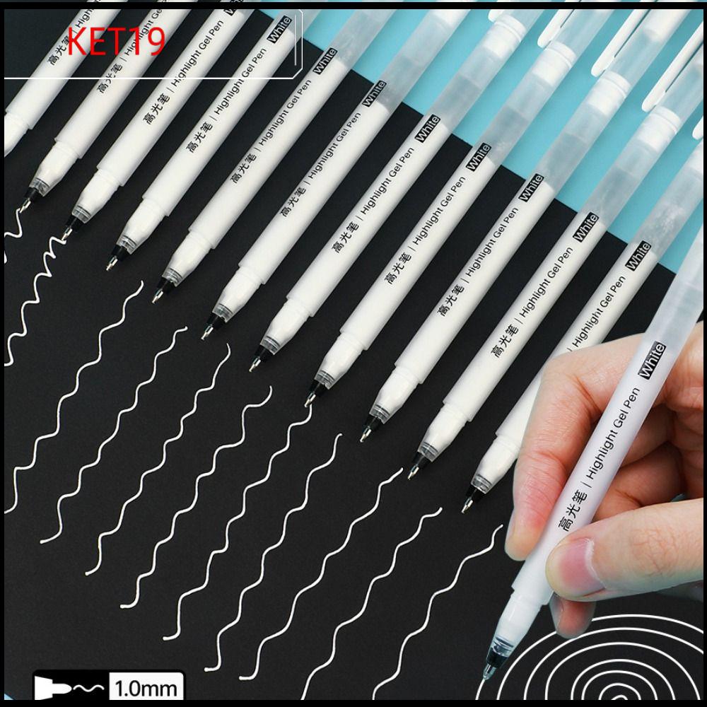 KET1P Đầu mảnh 1mm Bút gel mực trắng Đồ dùng học tập Vẽ nghệ thuật viết Bút đánh dấu Mới Văn phòng phẩm học sinh Bút Đánh Dấu nghệ thuật