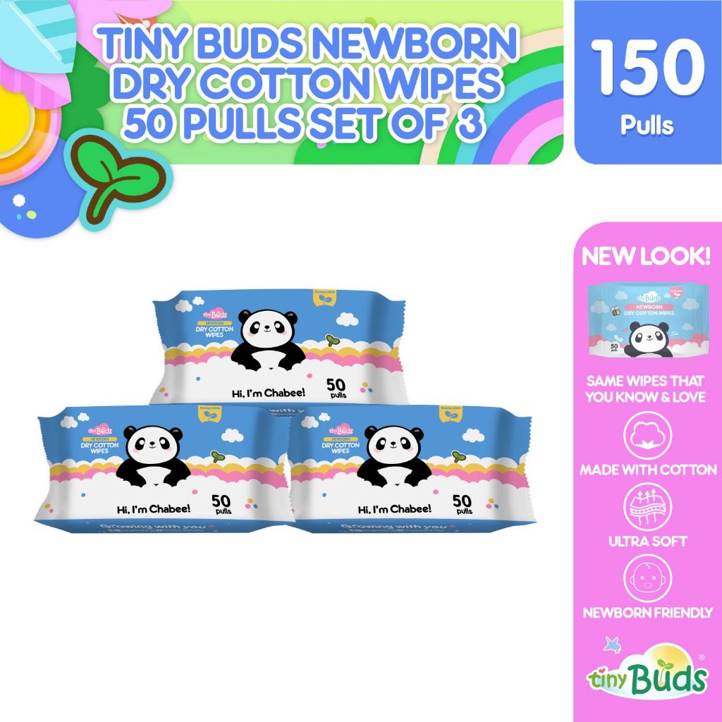 Tiny Buds Newborn Dry Cotton Wipes Set of 3