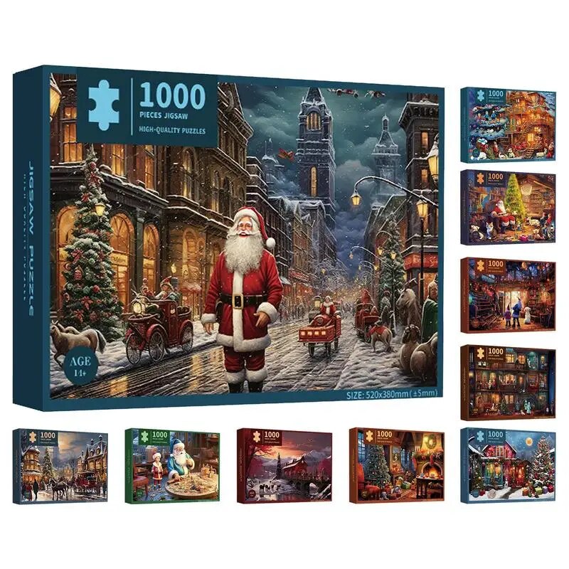 Lịch Mở có hình ảnh hộp quà Santa Claus Câu Đố 1000 miếng giáng sinh ghép hình thử thách khó khăn trò chơi bão não qsv
