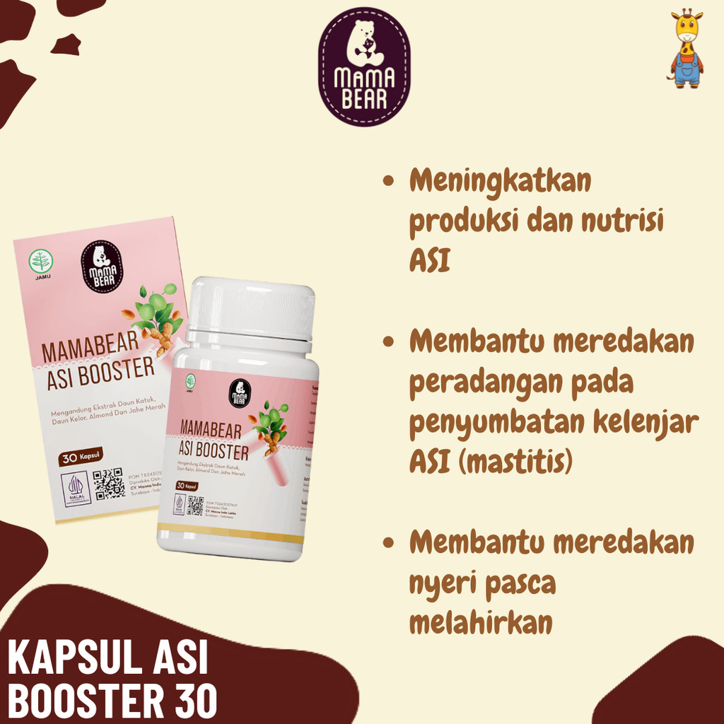 Mama Bear Kapsul Asi Booster 30 - Kapsul Pelancar dan Peningkat Produksi ASI BPOM Halal