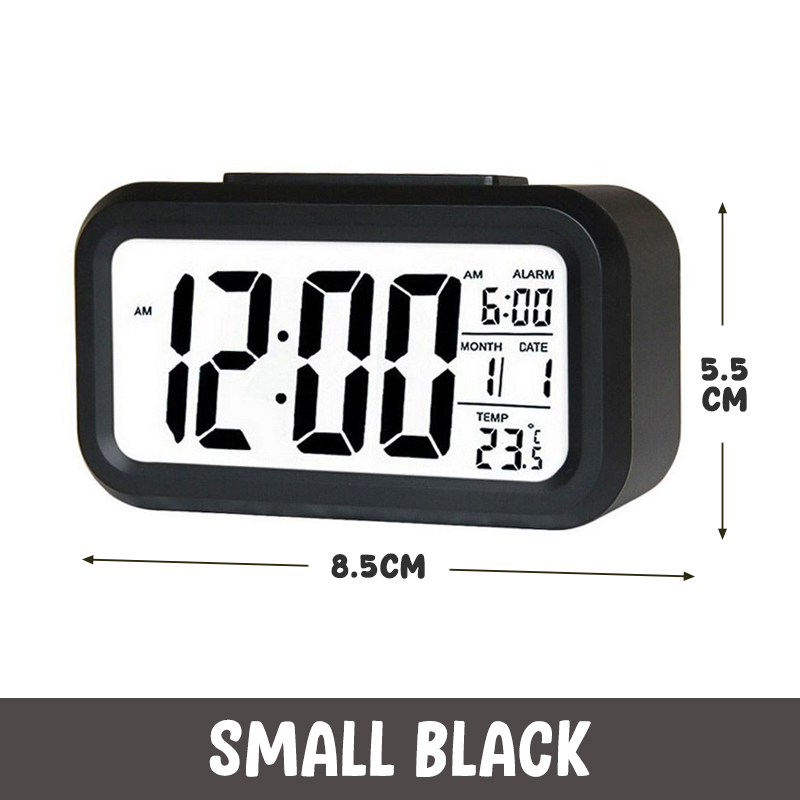 LED Alarm Clock Smart Digital Temperature Snooze LCD Mute Backlight Screen Jam Meja Desk Data Time Calendar Sensor