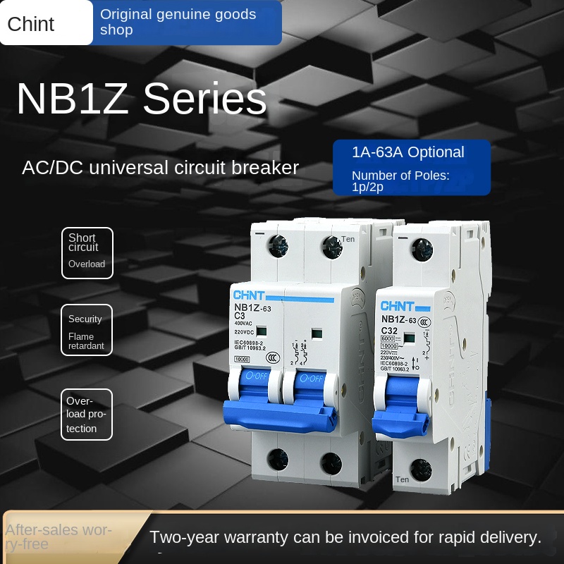MCB CHINT NB1Z-63 DC 2P - 25A | TÙY CHỌN 1P/2P 1-63A – Bảo Vệ Hệ Thống Điện DC