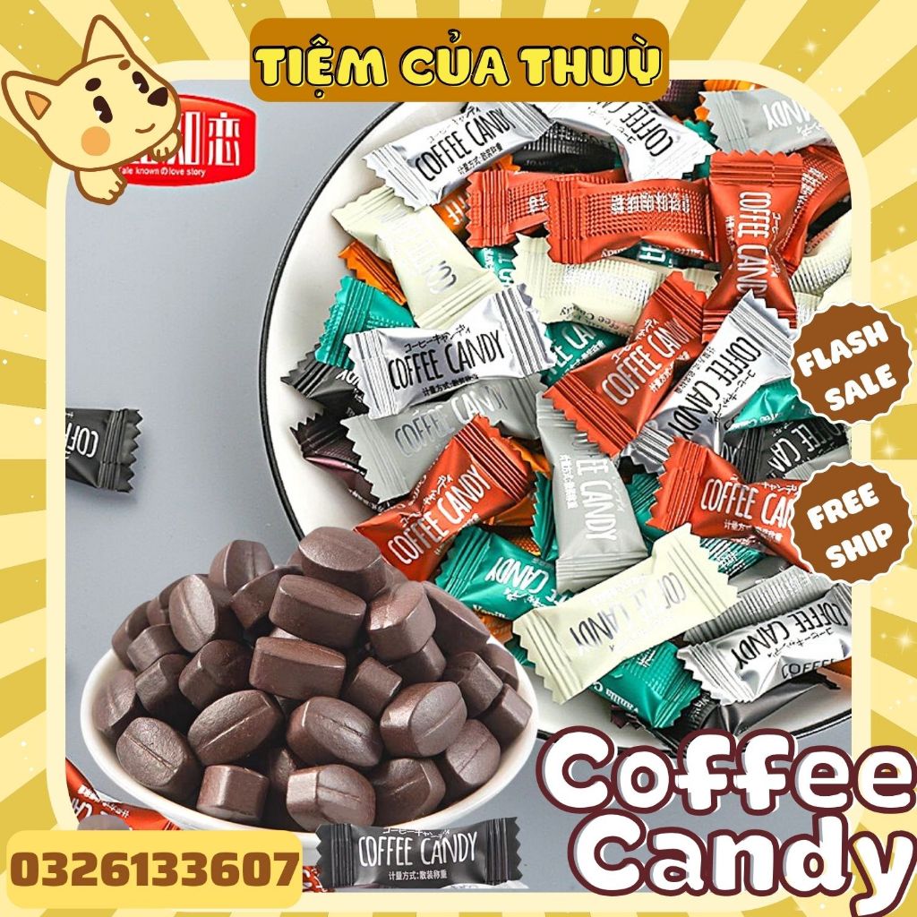 500G(~500 Cái) Kẹo Cafe Coffee Candy Mix Vị, Kẹo Cà Phê Đen Nguyên Chất Không Đường Giảm Cân Đài Loan