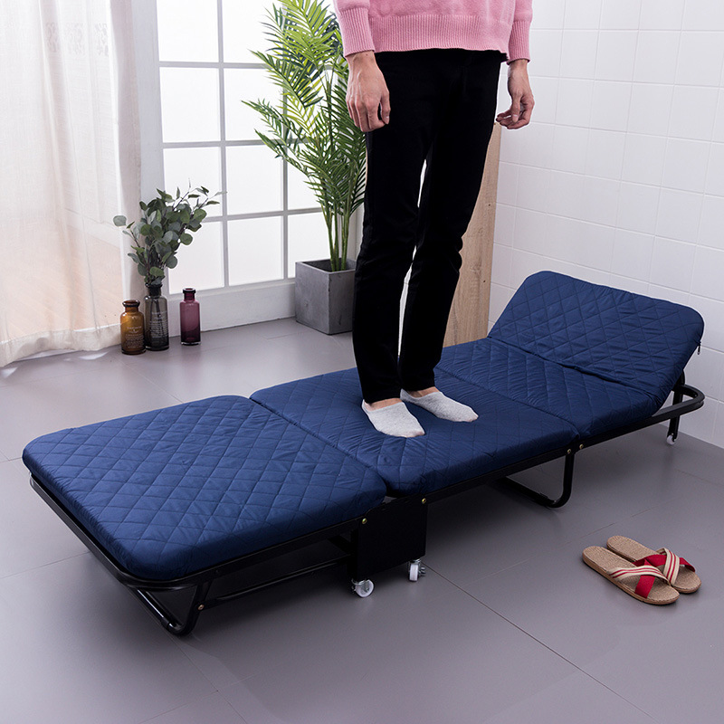 Three-fold portable folding bed thickened folding sponge bed simple accompanying bed mobile single lunch break bed
