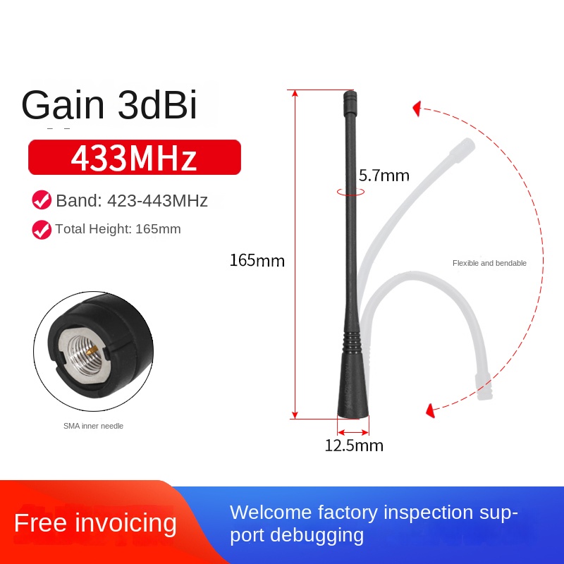 Anten Thân Dẻo 16.5cm - 433MHz Cao Tần Số Truyền Dữ Liệu | 6dBi - Thiết Kế Gập, Toàn Hướng