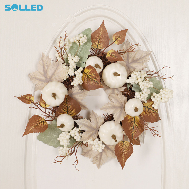 Fall Wreath For Front Door Artificial Autumn Wreath With Pumpkin Berry Branchesm Leaves For Thanksgiving Halloween Decor ราคา 167 บาท*ส่งฟรี