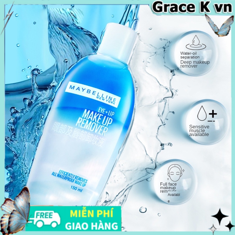 Nước Tẩy Trang Mắt Môi MAYBELLINE Eye & Lip Makeup Remover 2 lớp dầu nước 40ml/ 70ml / 150ml