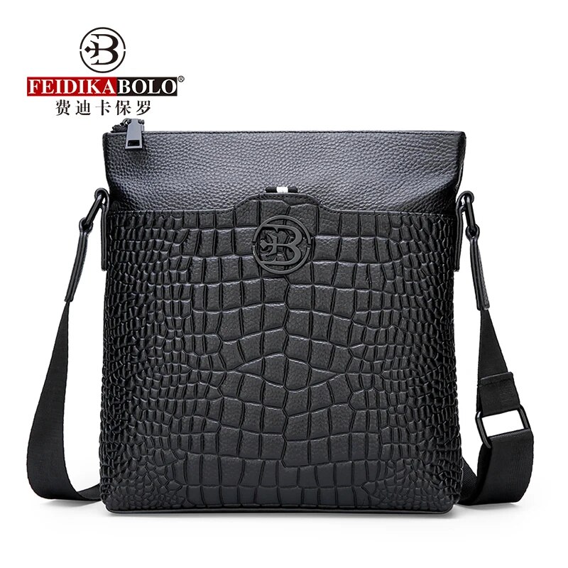 ZZOOI FEIDIKABAOLUO New First Layer Cowhide Crocodile Pattern Men's Shoulder Bag Personality Casual Wild Shoulder Messenger Bag ราคา 1,337 บาท*ส่งฟรี