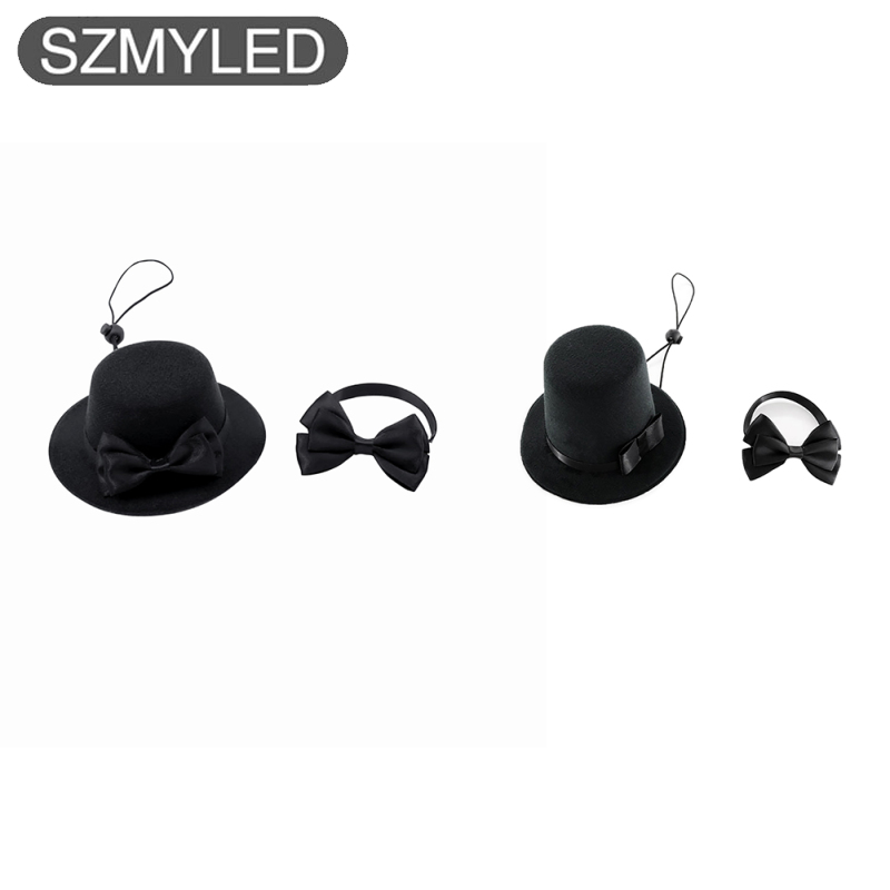 Pet Top Hat With Bow Tie For Dog Cat Birthday Party Gradation Halloween Costumes Accessories 2pcs Formal Accessories Set