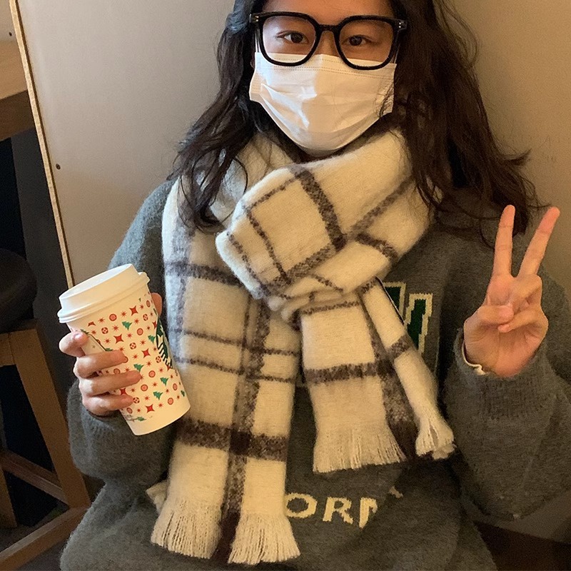 Khăn Choàng Cổ Nữ Tag Khăn Len Choàng Cổ Nam Nữ Thời Trang Chất Len Dày Ấm Áp Dài 【BoBo57】