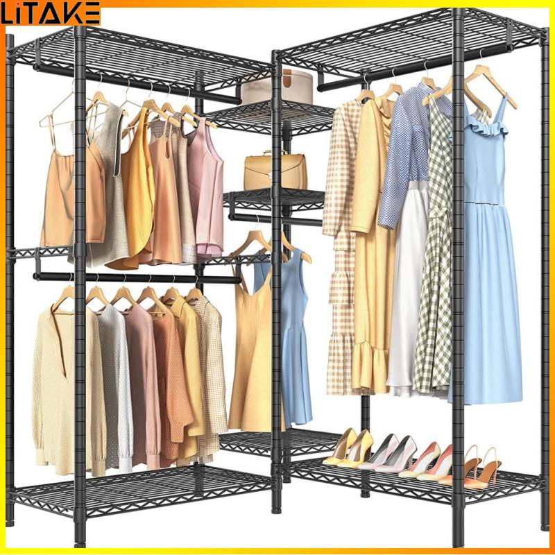 Litake Heavy Duty Clothes Rack Garment Rack Freestanding Closet With Shelves Hanging Rods Clips Max Load 500lbs ราคา 11,567 บาท*ส่งฟรี