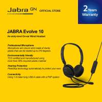 Jabra Evolve 10 On Ear Noise Cancellation Mic with Fully Adjustable Boom Arm and USB-A