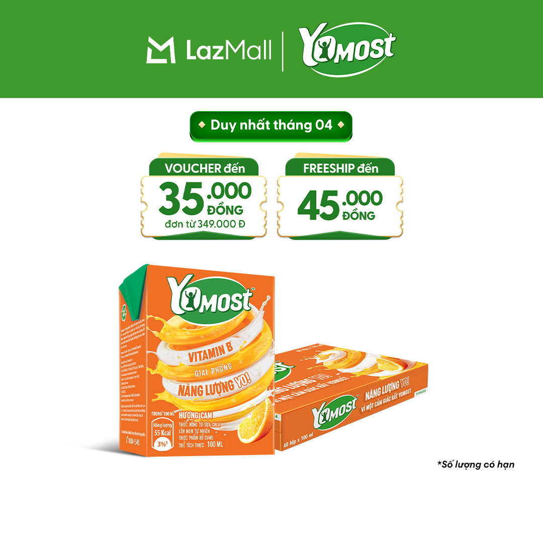 Thùng 48 Hộp Sữa Chua Lên Men Tự Nhiên Yomost Hương Cam 100ml (48x100ml)